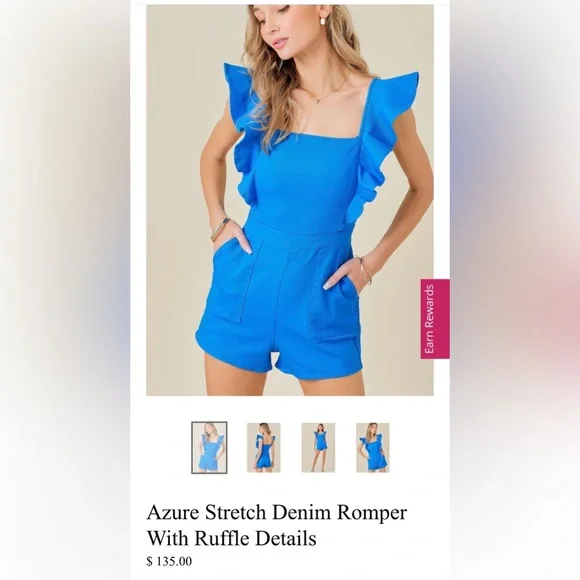 Blue Ruffled jump suit - Picture 4 of 5